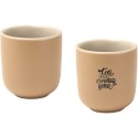 Male filiżanki ceramiczne do espresso o pojemności 90 ml - zestaw 2 sztuk oatmeal