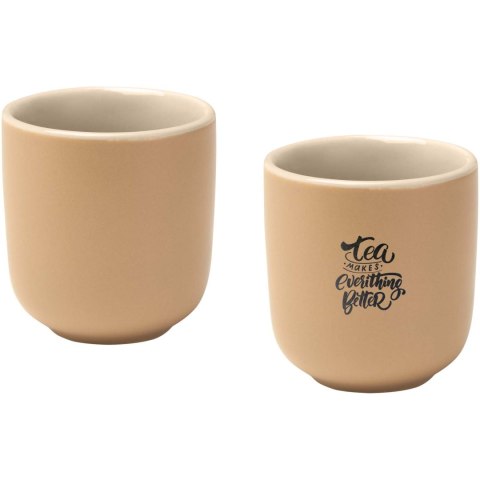 Male filiżanki ceramiczne do espresso o pojemności 90 ml - zestaw 2 sztuk oatmeal