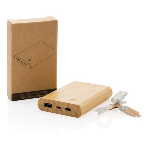 Bambusowy power bank 5000 mAh