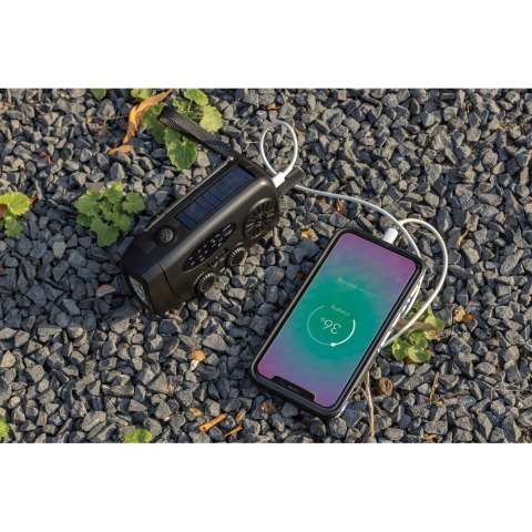 Radio survivalowe AM/FM, power bank 1800 mAh, latarka RescueWave