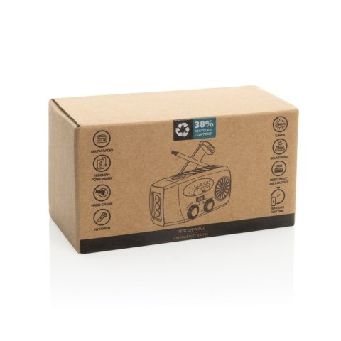 Radio survivalowe AM/FM, power bank 1800 mAh, latarka RescueWave