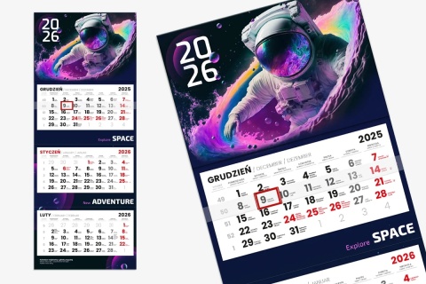 Kalendarz trójdzielny główka wypukła tektura lita