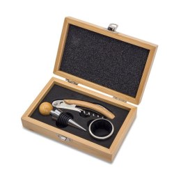 Zestaw do wina w bambusowym pudełku Sommelier, beżowy