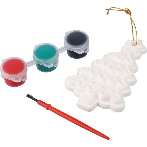 Choinka do malowania, farbki i pędzelek