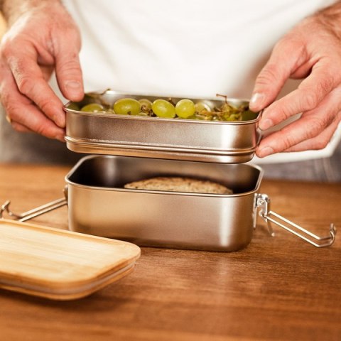 Double lunch box Alcora, srebrny
