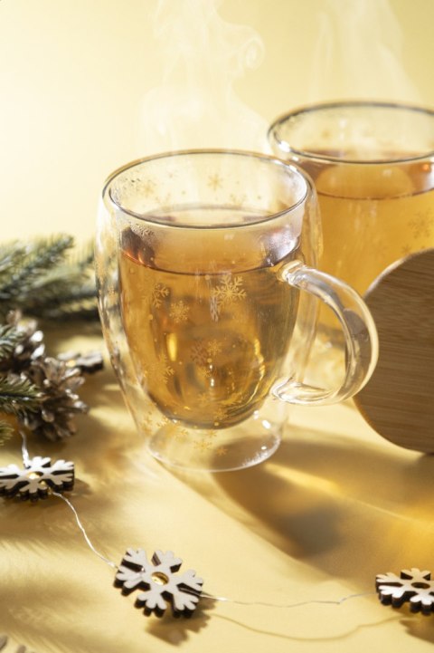 Snostro Świąteczny szklany kubek termiczny