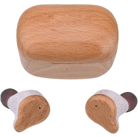 Prixton słuchawki douszne TWS163 drewniany