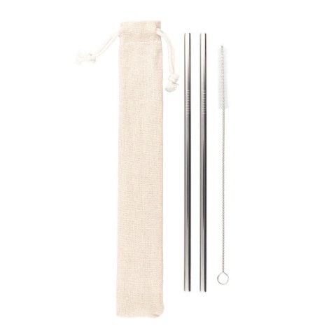 Zestaw słomek wielokrotnego użytku, 2 szt. z czyścikiem | Monim