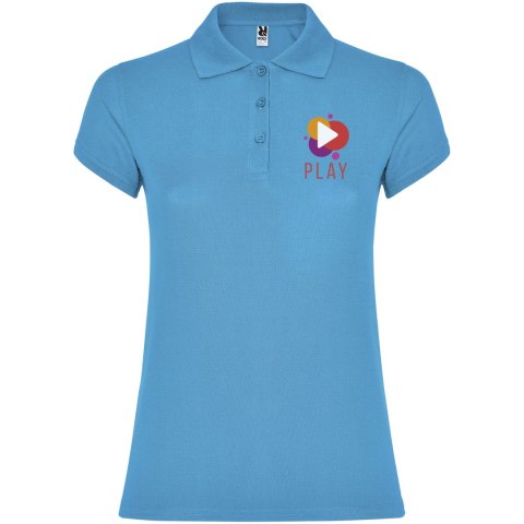 Star koszulka damska polo z krótkim rękawem turkusowy