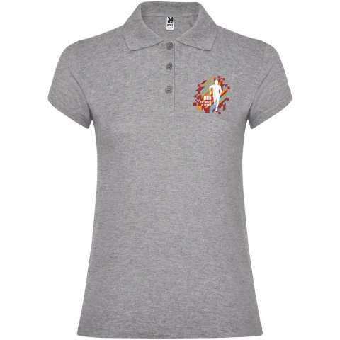 Star koszulka damska polo z krótkim rękawem melanż szary (R66342U4)