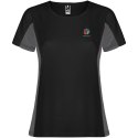 Shanghai sportowa koszulka damska z krótkim rękawem czarny, ciemny ołowiowy (R66489E1)