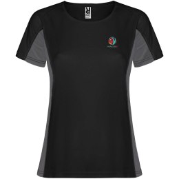 Shanghai sportowa koszulka damska z krótkim rękawem czarny, ciemny ołowiowy (R66489E1)