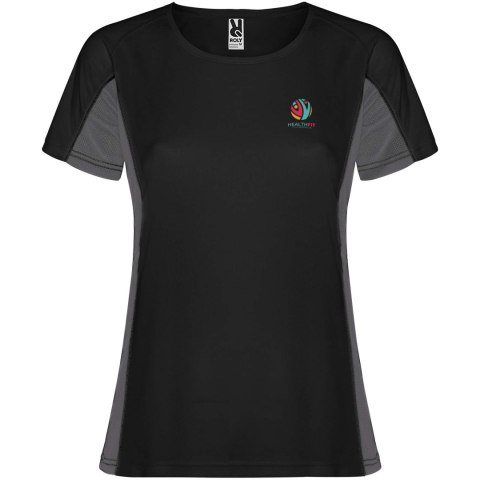 Shanghai sportowa koszulka damska z krótkim rękawem czarny, ciemny ołowiowy (R66489E1)