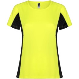Shanghai sportowa koszulka damska z krótkim rękawem fluorescencyjny żółty, czarny (R66488Y3)