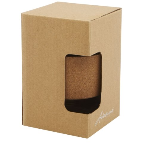 Lidan Szklany kubek o pojemności 360 ml z korkowym uchwytem i silikonową pokrywką czarny