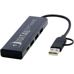 Rise hub USB 2.0 z aluminium pochodzącego z recyklingu z certyfikatem RCS czarny