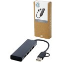 Rise hub USB 2.0 z aluminium pochodzącego z recyklingu z certyfikatem RCS czarny