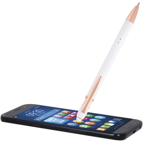 Nanna długopis z wykończeniem w kolorze różowego złota biały