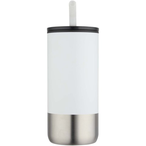 Grayson izolowany kubek z certyfikatem RCS z recyklingu o pojemności 480 ml z silikonową słomką biały