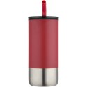 Grayson izolowany kubek z certyfikatem RCS z recyklingu o pojemności 480 ml z silikonową słomką czerwony