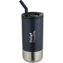 Grayson izolowany kubek z certyfikatem RCS z recyklingu o pojemności 480 ml z silikonową słomką granatowy