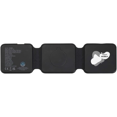 Armus zestaw 3 w 1 ze składaną ładowarką bezprzewodową 15 W z tworzyw sztucznych pochodzących z recyklingu czarny