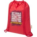 Peru Blend torba ściągana sznurkiem z materiału z recyklingu z certyfikatem GRS o gramaturze 180 g/m², 5 l czerwony