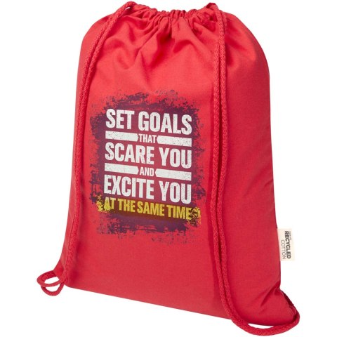 Peru Blend torba ściągana sznurkiem z materiału z recyklingu z certyfikatem GRS o gramaturze 180 g/m², 5 l czerwony