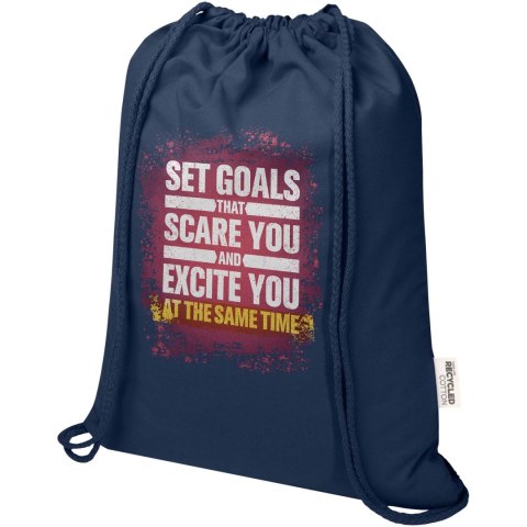 Peru Blend torba ściągana sznurkiem z materiału z recyklingu z certyfikatem GRS o gramaturze 180 g/m², 5 l granatowy