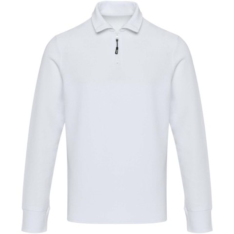 Zeus koszulka polo z zamkiem do połowy i długimi rękawami, uniseks biały