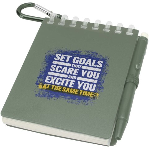 Lig Mini outdoorowy zestaw z notatnikiem w miękkiej okładce z tworzyw sztucznych pochodzących z recyklingu i długopise