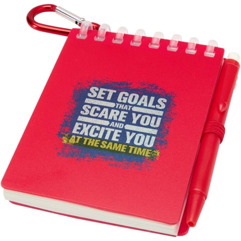 Lig Mini outdoorowy zestaw z notatnikiem w miękkiej okładce z tworzyw sztucznych pochodzących z recyklingu i długopise