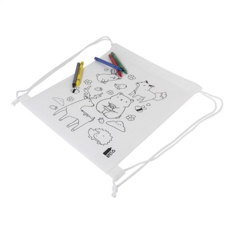 Worek ze sznurkiem do kolorowania RPET, zwierzęta