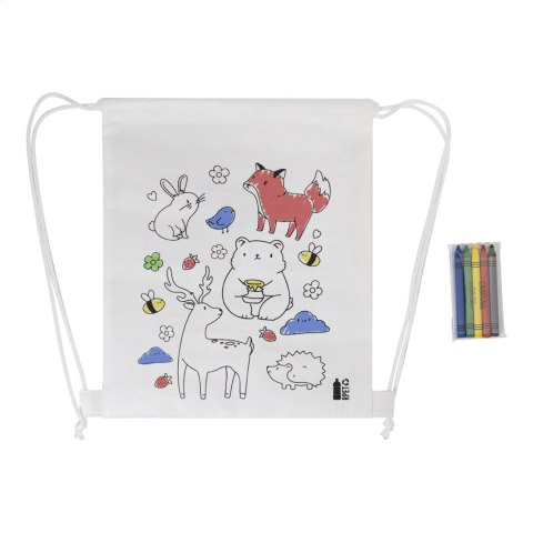 Worek ze sznurkiem do kolorowania RPET, zwierzęta