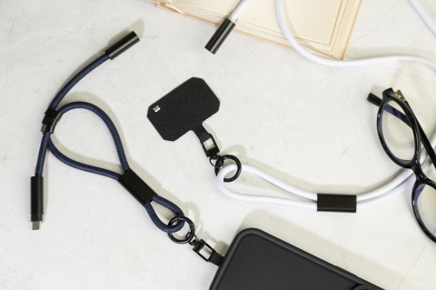 Smycz na nadgarstek, uchwyt na telefon, kabel 60W RPET