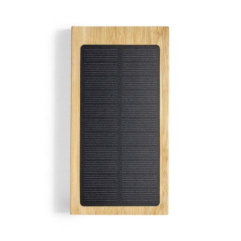 Bambusowy bezprzewodowy power bank 10000 mAh, ładowarka bezprzewodowa 5W, ładowarka słoneczna