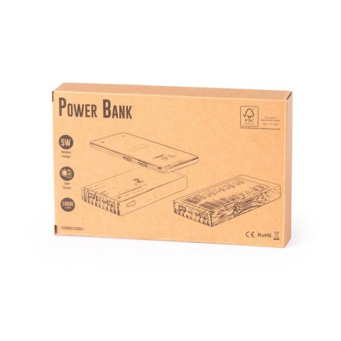 Bambusowy bezprzewodowy power bank 10000 mAh, ładowarka bezprzewodowa 5W, ładowarka słoneczna
