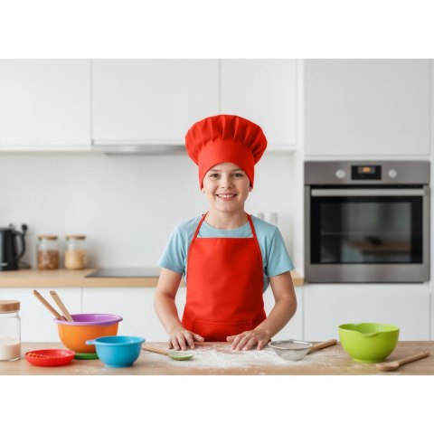 Zestaw małego kucharza, fartuch kuchenny i czapka kucharska, rozmiar dziecięcy | Nedina