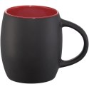 Ceramiczny kubek Hearth z drewnianym wiekiem/spodeczkiem czarny, czerwony (10046602)