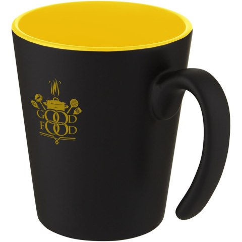 Kubek ceramiczny Oli o pojemności 360 ml z uchwytem żółty, czarny (10068711)