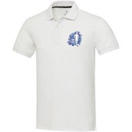 Emerald koszulka polo unisex z recyklingu z krótkim rękawem biały