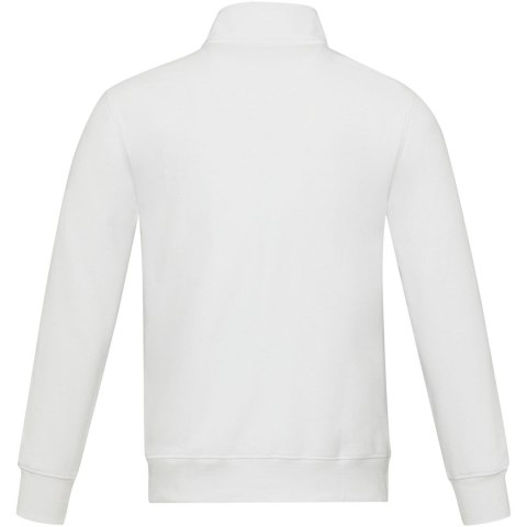 Galena bluza unisex z recyklingu z zamkiem błyskawicznym na całej długości biały