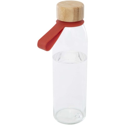 Szklana butelka na wodę Porto o pojemności 500 ml, z silikonowym uchwytem i z bambusową zakrętką ceglasty (10085332)