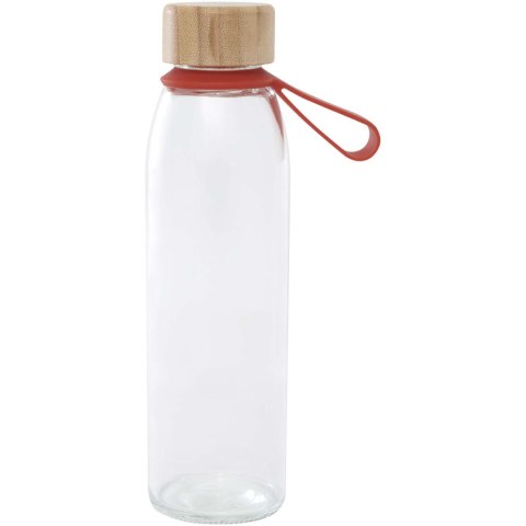 Szklana butelka na wodę Porto o pojemności 500 ml, z silikonowym uchwytem i z bambusową zakrętką ceglasty (10085332)