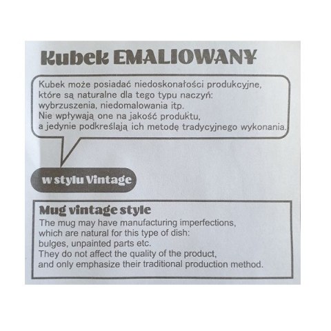 Kubek emaliowany Oldie 500 ml, biały - druga jakość