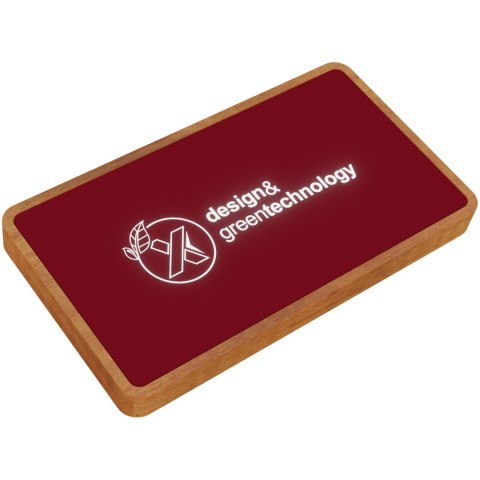 SCX.design P36 podświetlany bezprzewodowy powerbank 5000 mAh średnia czerwień, drewniany (2PX05921)