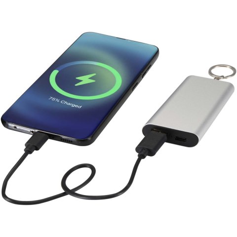 Arcturus powerbank o pojemności 2000 mAh z recyklingowanego aluminium z brelokiem srebrny (12451781)