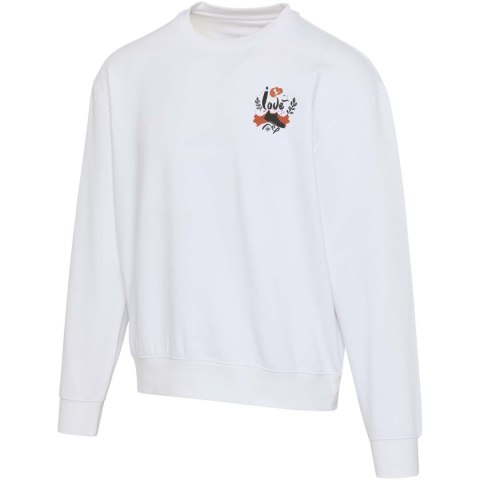 Boris 280 g/m2 sweter unisex z organicznego materiału z certyfikatem OCS o luźnym kroju i z okrągłym dekoltem biały