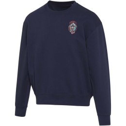 Boris 280 g/m2 sweter unisex z organicznego materiału z certyfikatem OCS o luźnym kroju i z okrągłym dekoltem granatow