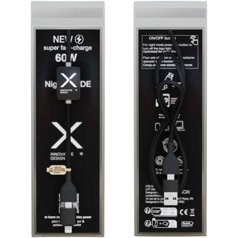 SCX.design C32 kabel do ładowania 60 W z przełącznikiem i podświetlanym logo czarny (2PX21290)